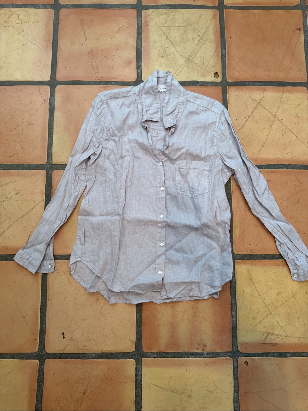 Bella Dahl Light Tan Linen Button-Down Shirt